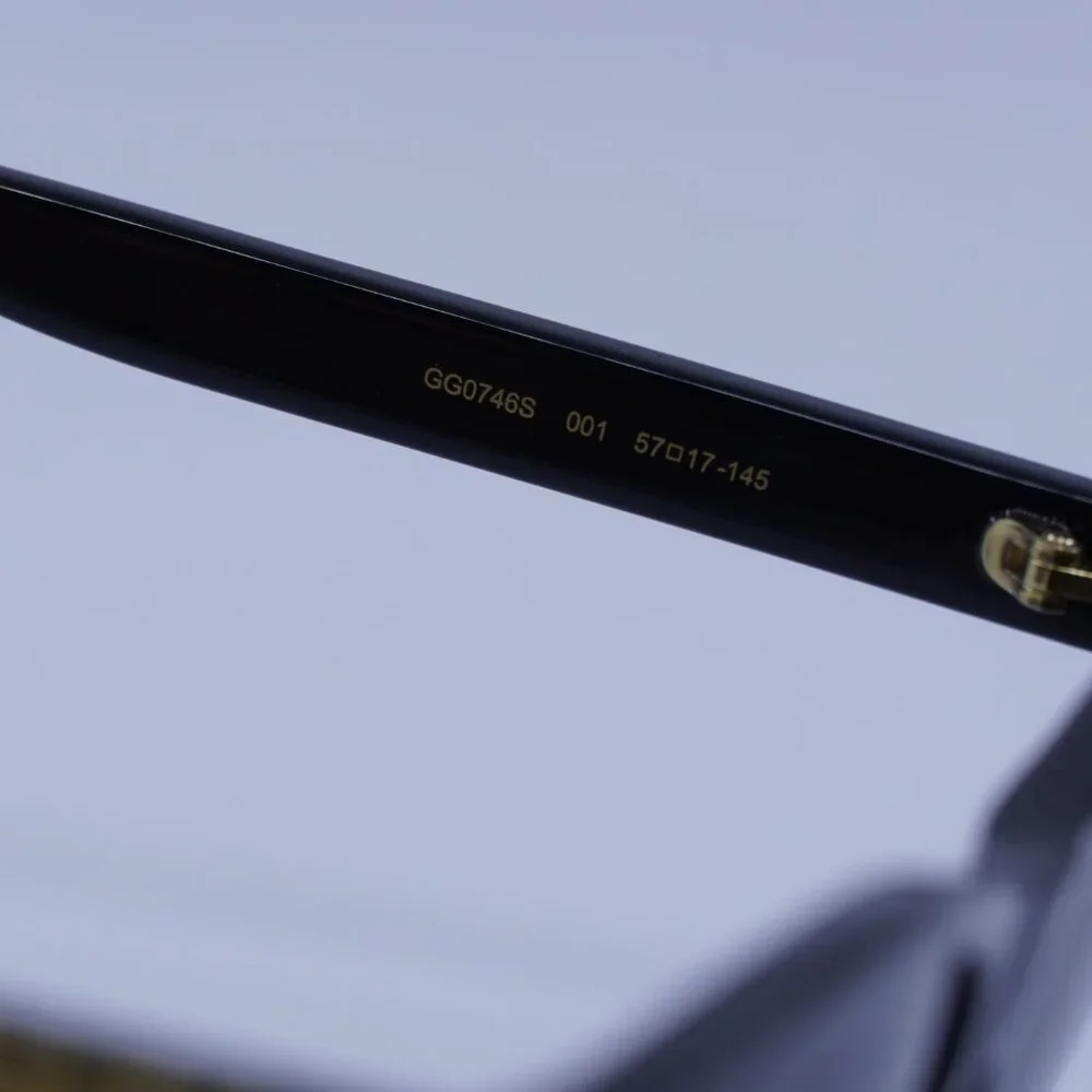 Gucci GG0746S 001 Sunglasses Black Square Frame, Grey Lenses